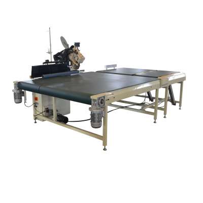 Automatic turn over Singer head overlock trimming mattress border sealing machine